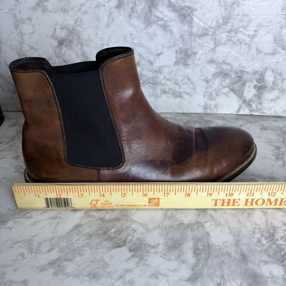 Bacco Bucci Mens Chelsea Ankle Boots Leather Slip On Dress Casual Brown Size 12M